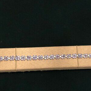 10.50CTW Tanzanite with 2.50CTW Round White Topaz 7 Inch Bracelet